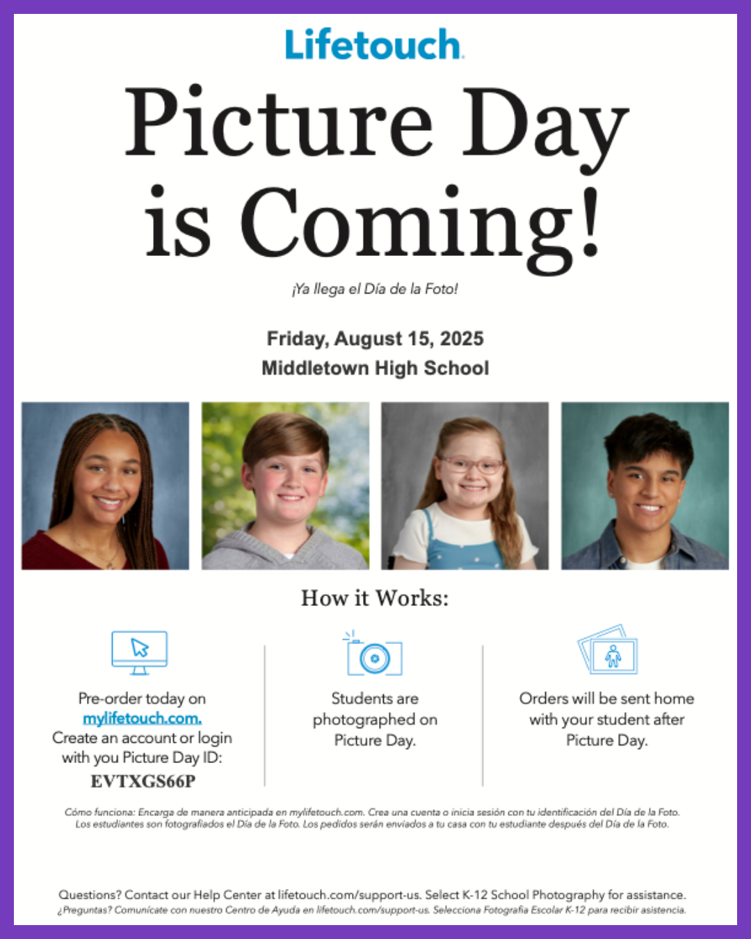 Flyer for picture day. All details are in the body of the news article.